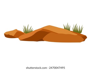 Piedras del desierto, Elementos rocosos de montañas, acantilados o cañones en África, México, Arizona o Texas. Conjunto de dibujos animados de Vector de escombros naranja marrón, rocas ásperas, arenisca aislada sobre fondo blanco