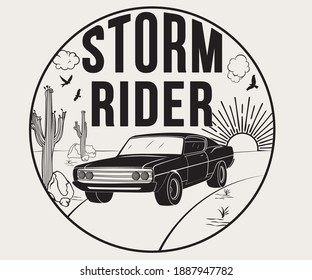 Desert Storm Rider Adventure 90s vintage vector 