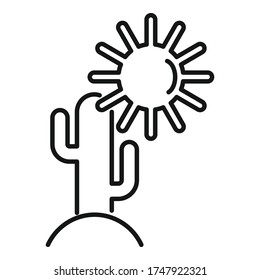 Desert sun cactus icon. Outline desert sun cactus vector icon for web design isolated on white background