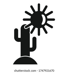 Desert sun cactus icon. Simple illustration of desert sun cactus vector icon for web design isolated on white background