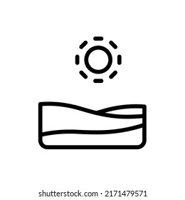 Desert Sun Rising Icon. Line Art Style Design Isolated On White Background