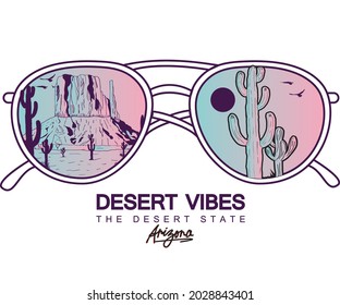 Desert sunglass gradient  t shirt print design. Arizona mountain modern art. 