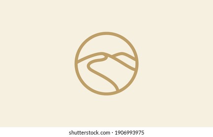 desert with sunset circle colorful logo symbol icon vector graphic design illustration