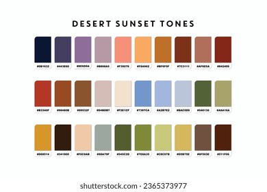 Desert Sunset Color Palettes, Vector illustration OF RGB Color