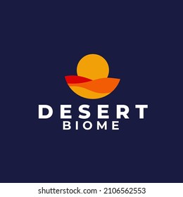 Desert with Sunset Logo Concept Vector Illustration