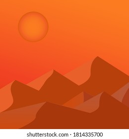 Desert sunset with minimal concept design 