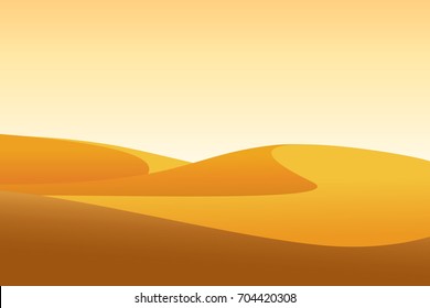Desert and sunset sky. Vector illustration of landscape background