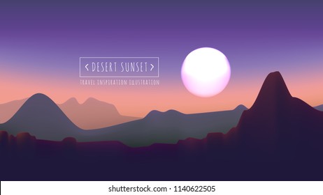 Desert sunset vector illustration