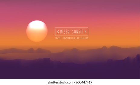 Desert sunset vector illustration