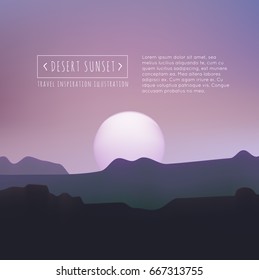 Desert sunset vector illustration