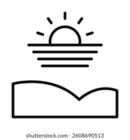 Desert Sunset Vector Line Icon Design