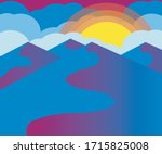 desert sunshine landscape illustration vector