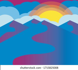 desert sunshine landscape illustration vector