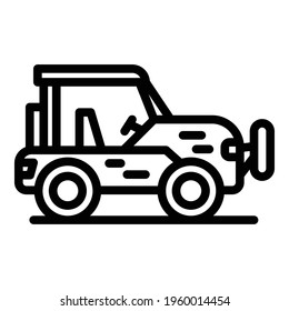 Icono de suv del desierto. Símbolo del vector del desierto de contorno para diseño web aislado en fondo blanco