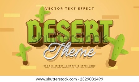 Desert theme editable vector text effect, with cactus ornament.