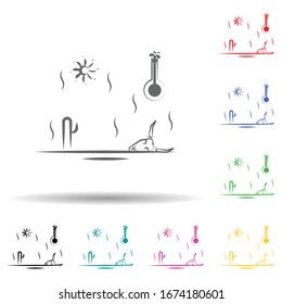 Desert, thermometer multi color set icon. Simple thin line, outline vector of desert icons for ui and ux, website or mobile application