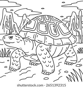 Desert Tortoise Animal Coloring Page for Kids 
