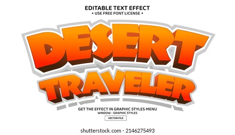 Desert traveler 3D editable text effect template