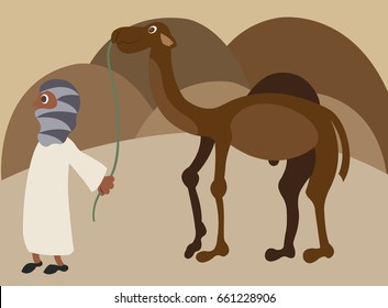 desert traveler
a Tuareg herder walking with his camel in the desert