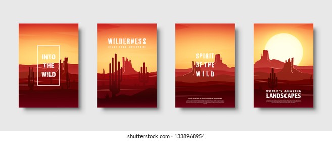 Desert trip. Extreme tourism and travelling. Back to nature. Sands. Exploring Africa. Horizont line with sky. Mountaines. Vector illustration.