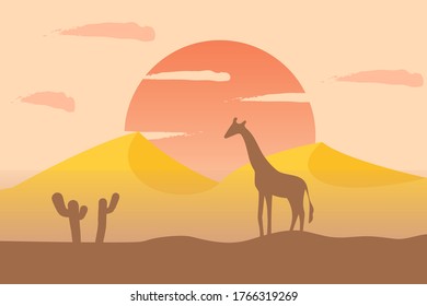 
Desert vacation illustration. Africa animal