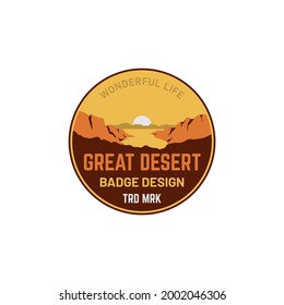 desert valley sunset badge patch sticker vintage illustration