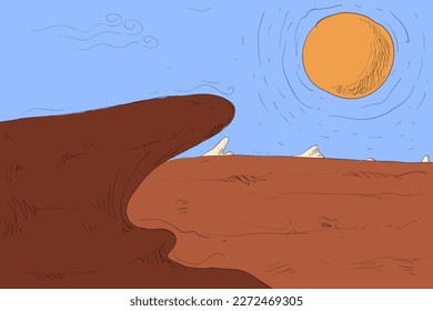 Desert vector background. landscape of the desert. modern abstract background. hand drawn. Vector illustration.