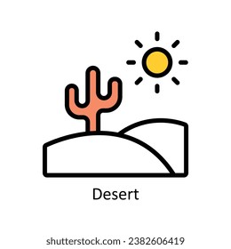 Desert vector Filled outline Design illustration. Symbol on White background EPS 10 File 