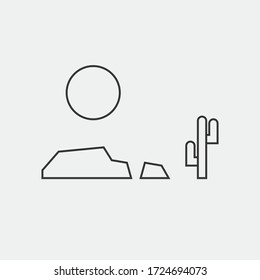 desert vector icon cactus plant rocks and sun icon