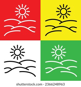 Desert Vector Icon, Lineal style icon, from Agriculture icons collection, isolated on Red, Yellow, White and Green Background.