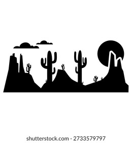 Desert vector icon. Mountain landscape Illustration sign. Mountains symbol or logo.