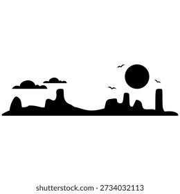 Desert vector icon. Mountain landscape Illustration sign. Mountains symbol or logo.
