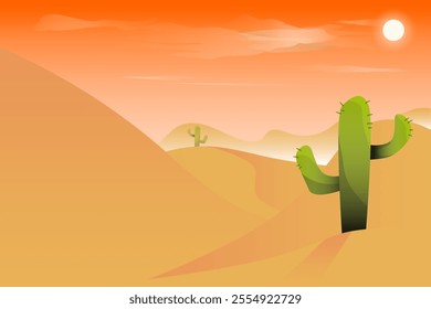 desert vector illustration, dramatic calm feel, flat design