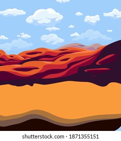 desert vector illustration image with blue sky and some clouds