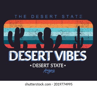 Desert vibes colorful artwork for apparel. Cactus artwork for tee, sticker, poster and others uses.