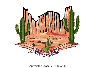 Desert vibes outdoor hand-drawn t shirt print illustration