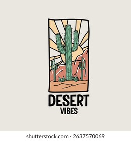 Desert Vibes sunsrise cacatus vector graphic design