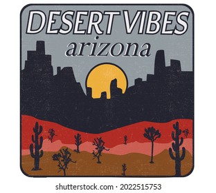 Desert vibes t shirt graphic print design. Arizona tour modern art artwork. 
