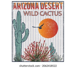 Desert vibes vintage vector graphic artwork for apparel, sticker, poster and other use.