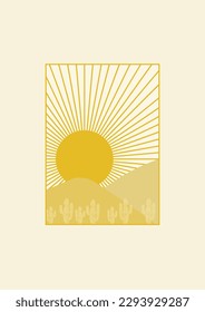 Desert view minimalist abstract aesthetic illustration.