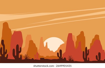 Desert view em verão plana ilustração
