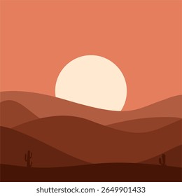 Vista del desierto en la ilustración plana de verano