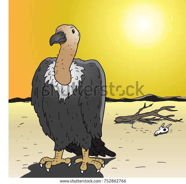 Desert Vulture Cartoon Vector Drawn Stock Vector (Royalty Free ...