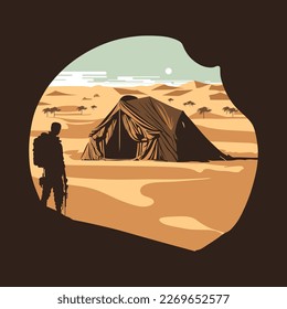 Soldado de fondo del vector del ejército de iluminación de guerra del desierto Silhouette