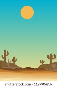 desert western scene with cactus