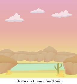 Desert wild nature landscapes with cactus. Illustration collection background vector.
