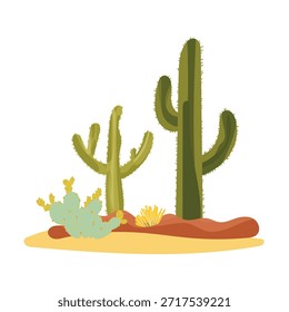 Desert, Wild west. Flat vector clipart, illustration with isolated background.
