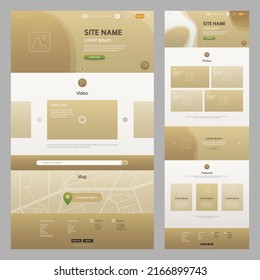 Desert Yellow Colorful Website Template. UI UX concept mockup layout for development. Landing page template. Editable vector format.