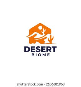 Deertand sunshine Biome Logotipo Concepto Vector Ilustración