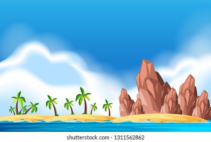 A deserted island landscape illustration